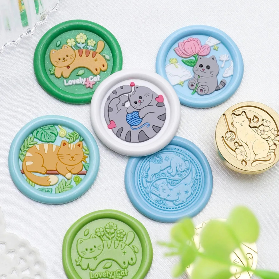 Wax Seal Stamp Set - Pieczęć woskowa z motywem kota, seria